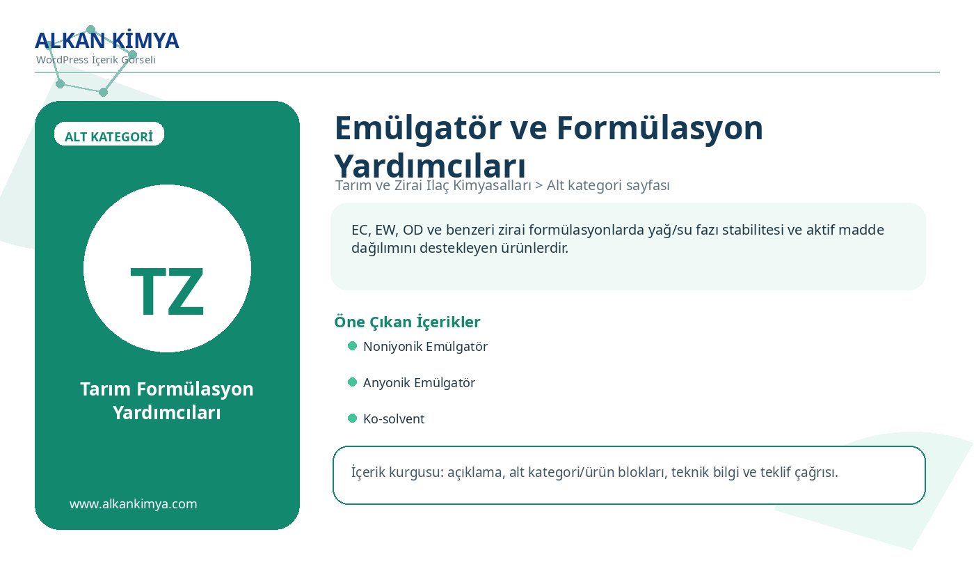Emülgatör ve Formülasyon Yardımcıları