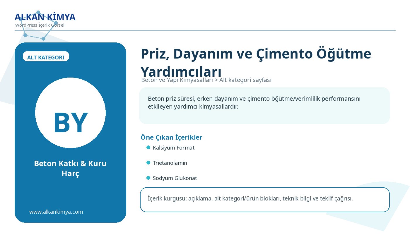Priz, Dayanım ve Çimento Öğütme Yardımcıları